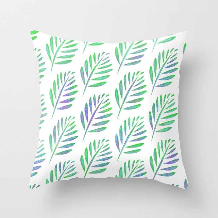 Modern Tropical Leaf Pattern Throw Pillow