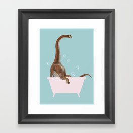 Brachiosaurus in Bathtub Framed Art Print