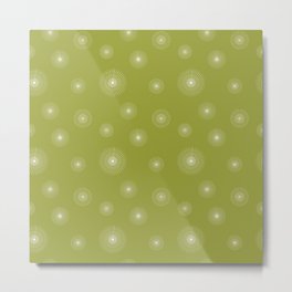 White colored repeat pattern design in olive green background Metal Print