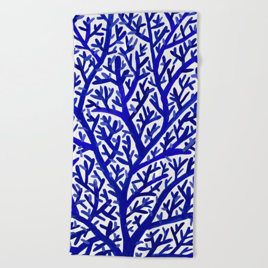 Fan Coral – Navy Beach Towel