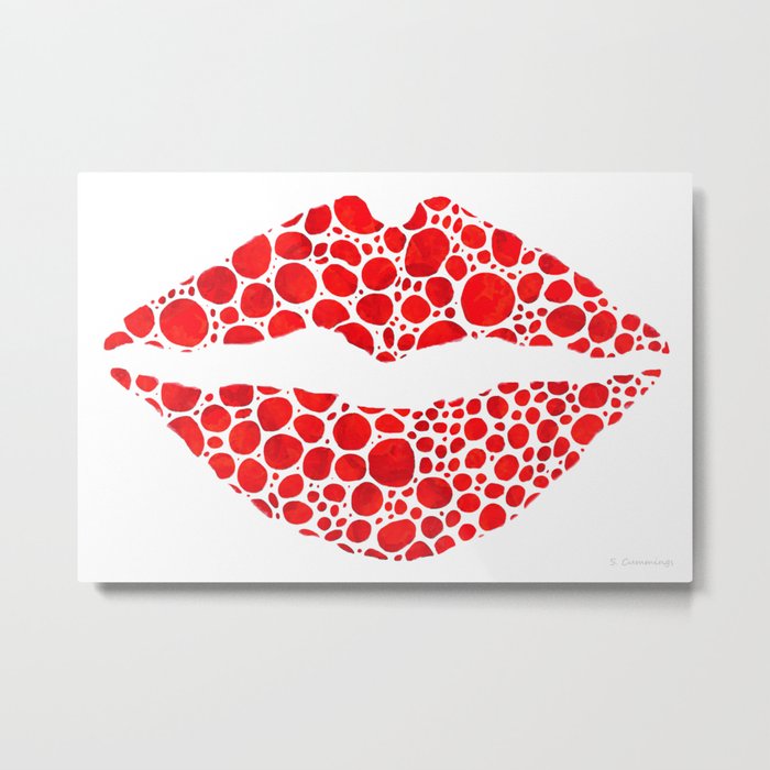 Red Lips Art - Big Kiss - Sharon Cummings Metal Print