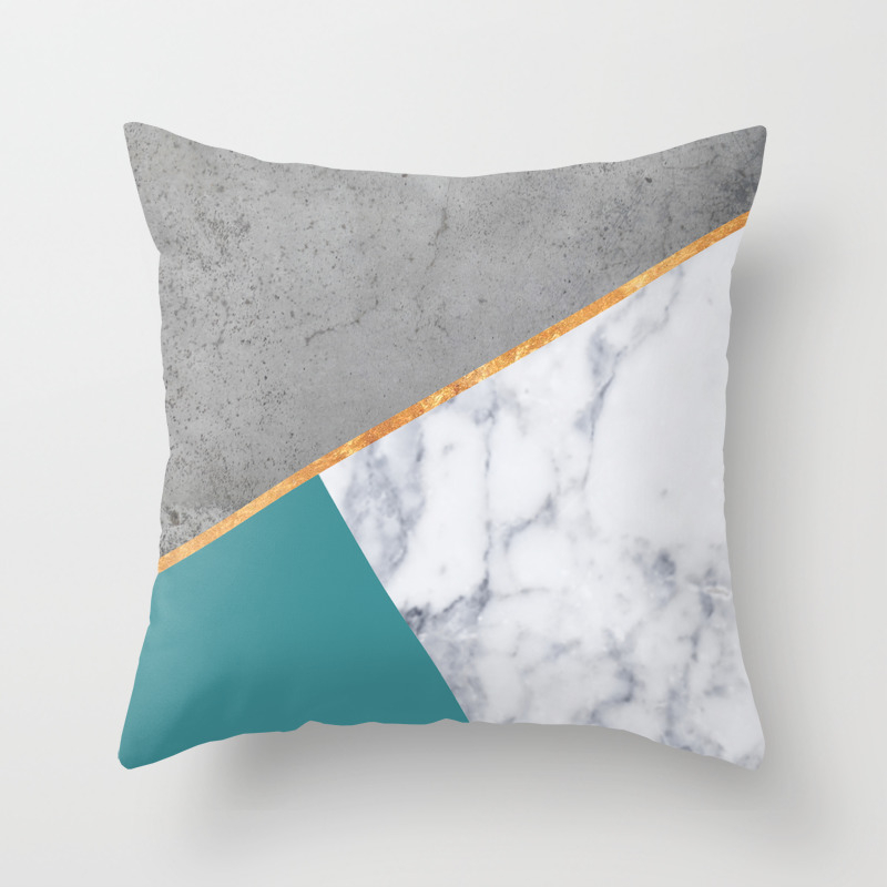 X-Large 28 x 20 Society6 Marble Teal Gold Gray Geometric by Xiari on Rectangular Pillow 