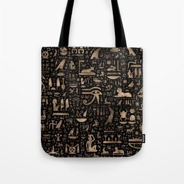 Ancient Egyptian hieroglyphs - Black and gold Tote Bag