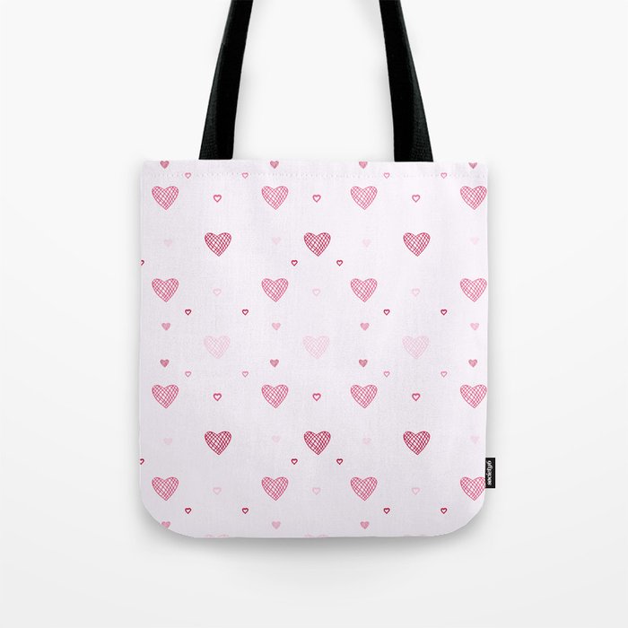 Hearts on a pink background. For Valentine's Day. Vector drawing for February 14th. SEAMLESS PATTERN WITH HEARTS. Anniversary drawing. For wallpaper, background, postcards. Tote Bag