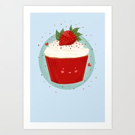 Strawberry cupcake  Art Print
