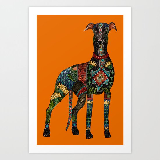 greyhound orange Art Print