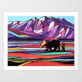 Homeschool Colorful Landscape with Grizzlies Art Print