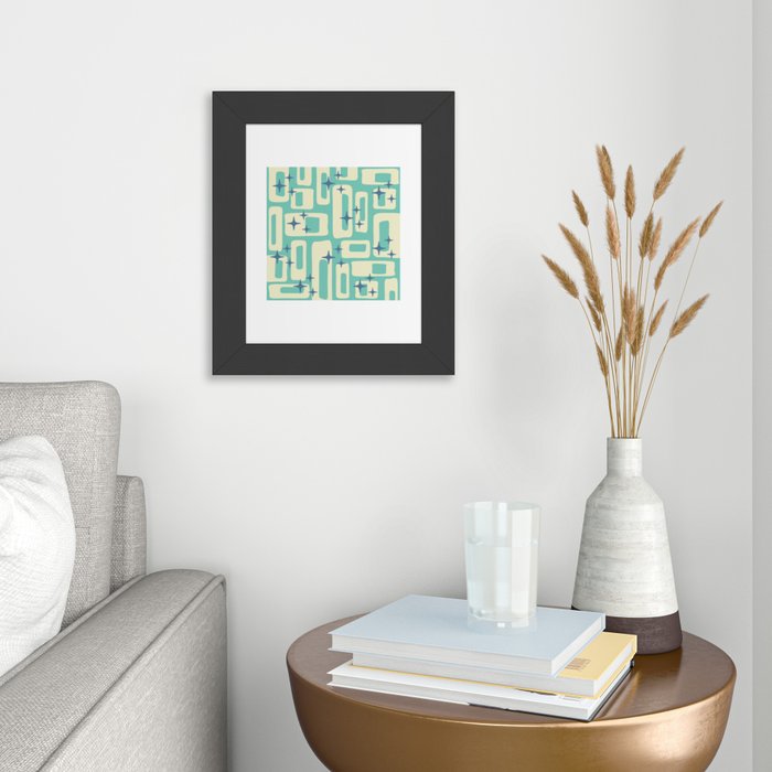 Retro Mid Century Modern Abstract Pattern 576 Turquoise Blue