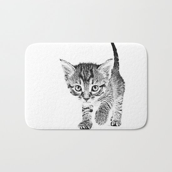 Kitten Sketch Bath Mat