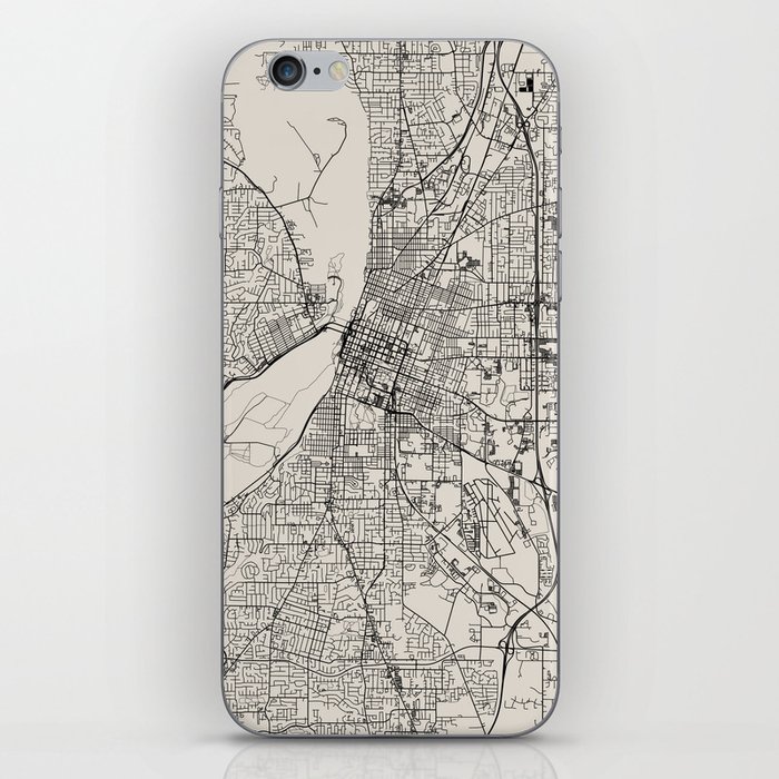 USA - Salem - City Map - Black and White iPhone Skin