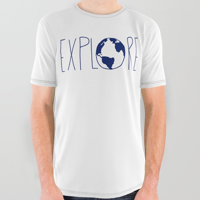 Explore the Globe x Ocean Blue All Over Graphic Tee