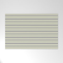 [ Thumbnail: Dark Grey & Light Yellow Colored Striped Pattern Welcome Mat ]