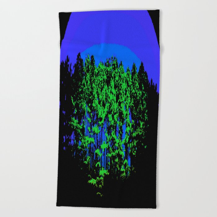 Mod Trees Blue & Green Beach Towel