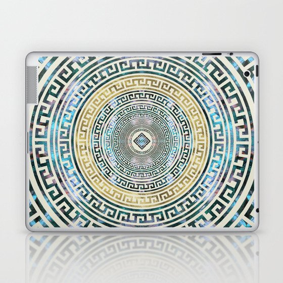 Circular Greek Meander Pattern - Greek Key Ornament Laptop & iPad Skin
