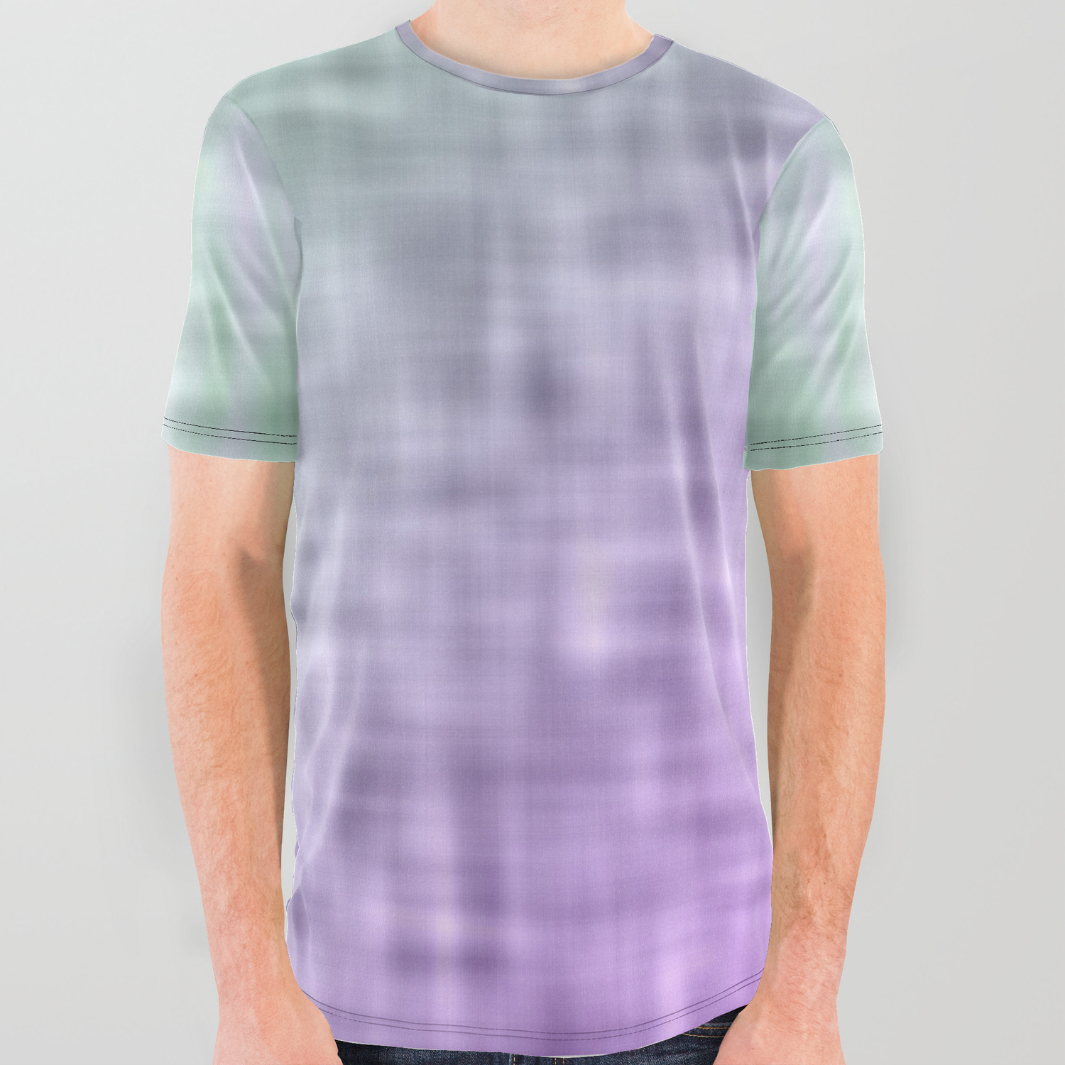 Green And Purple Mist Abstract Design All Over Graphic Tee By