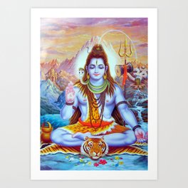 Lord Shiva Hindu Religion God Orient Spiritual Yoga Meditation Art Print