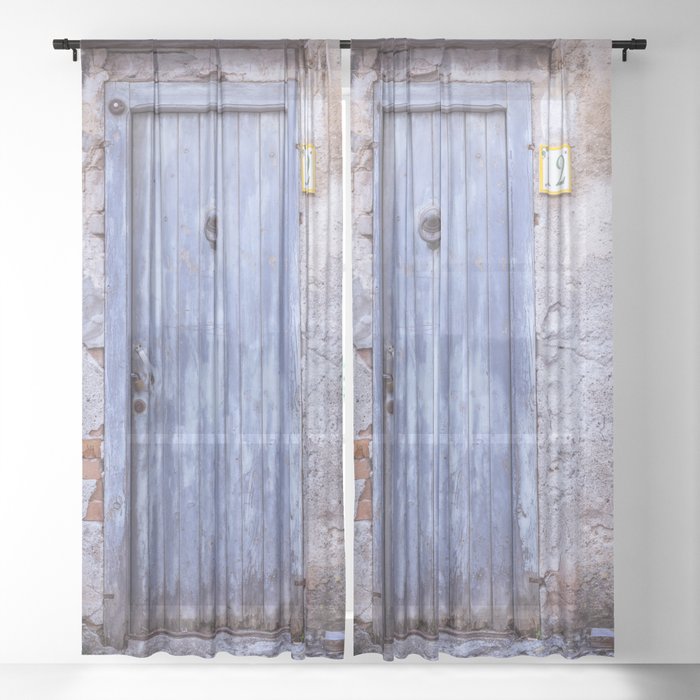 Old Blue Door Sheer Curtain By Mariaheyens Society6