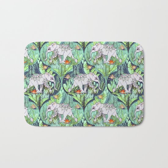 Little Elephant on a Jungle Adventure - faded vintage version Bath Mat