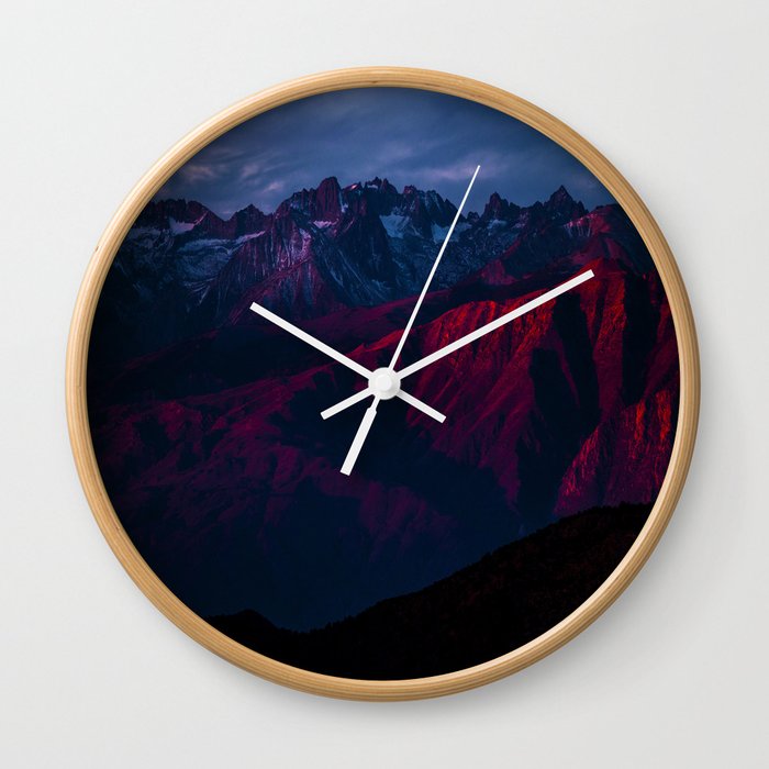 Purple Mountain Range Circle Photo Wall Clock
