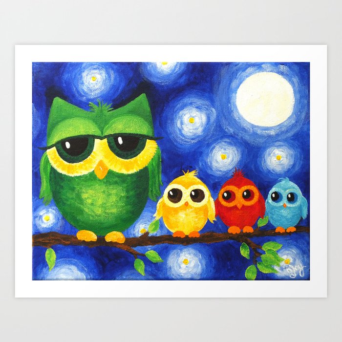 Colorful Owl Family Art Print By Njoyart Society6