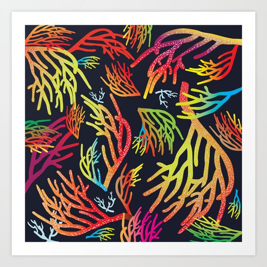 seamless pattern Corals Art Print