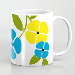 Retro flowers in blue and yellow Mug