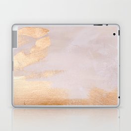 Gold Strokes On Blush Marbled Texture Laptop Skin