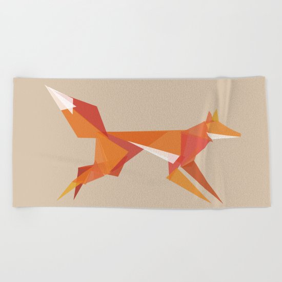 Fractal geometric fox Beach Towel