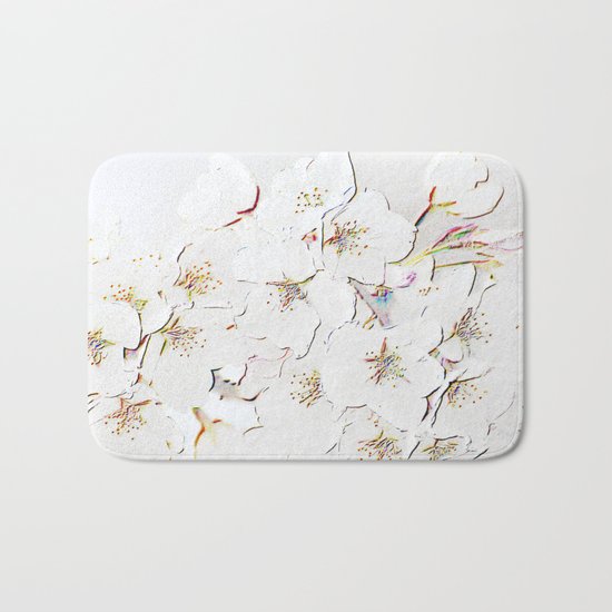 BLOSSOMS IN WHITE Bath Mat