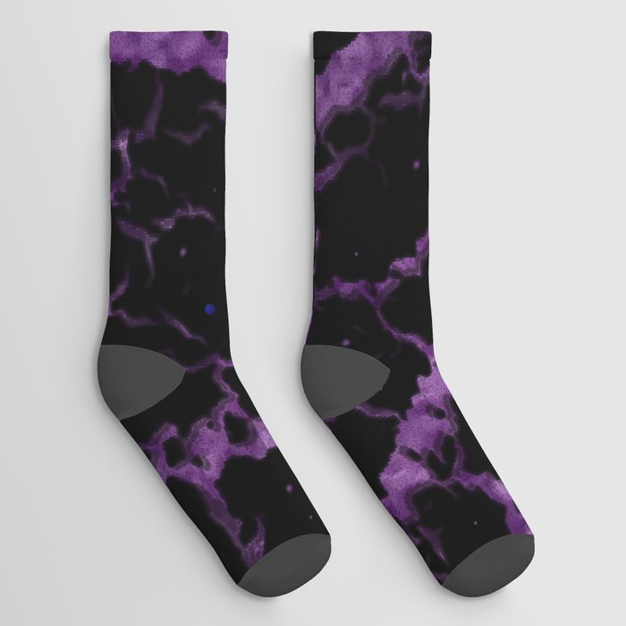 Cracked Space Lava - Glitter Purple Socks