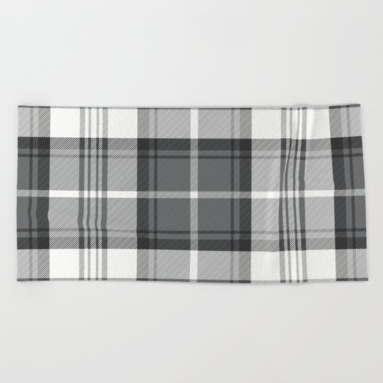 Black & White Tartan Beach Towel