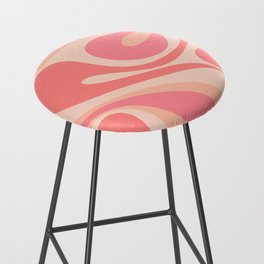 Mod Swirl Retro Abstract Pattern in Pink and Blush Bar Stool