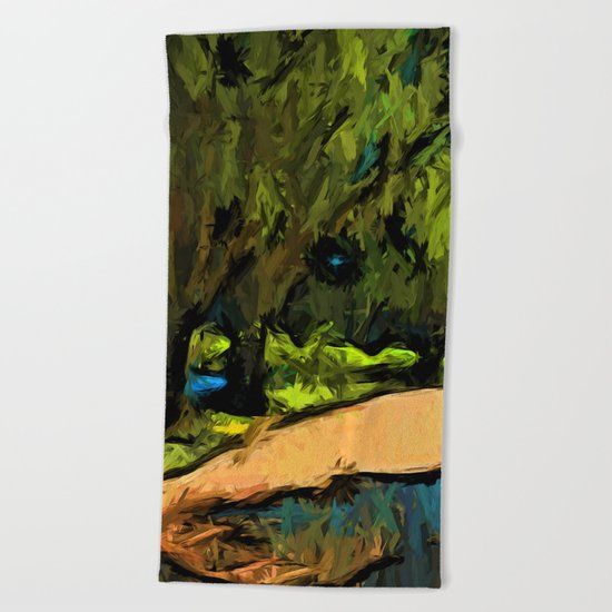 Trees along an Apricot Path Beach Towel