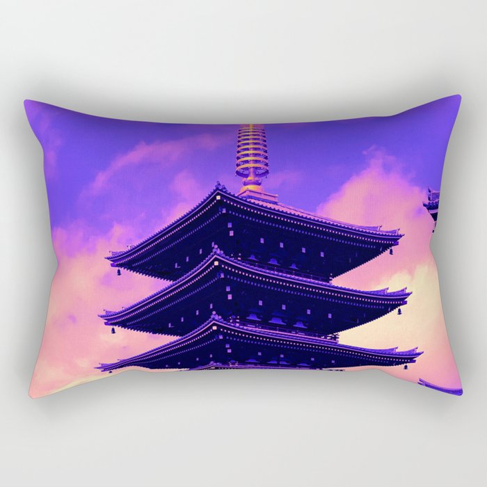Tokyo Neon Temple Rectangular Pillow