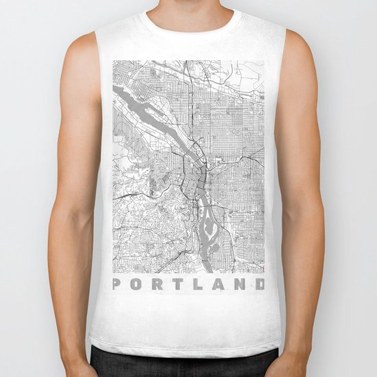 Portland City Map Line Biker Tank