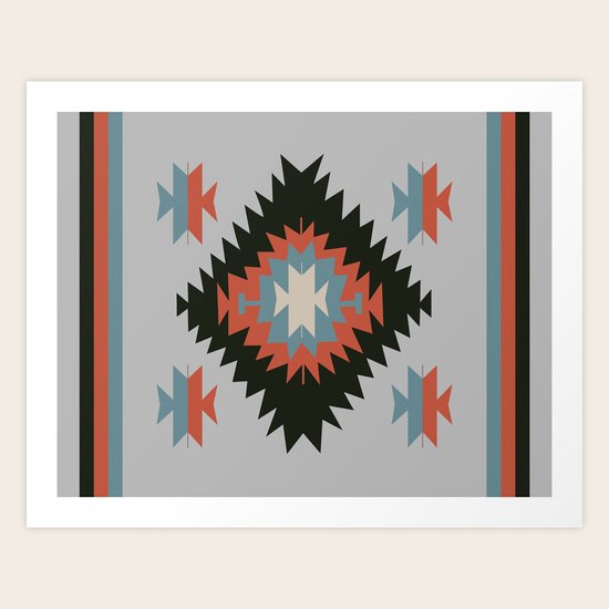 Southwestern Santa Fe Tribal Indian Pattern Art Print by imagepixel