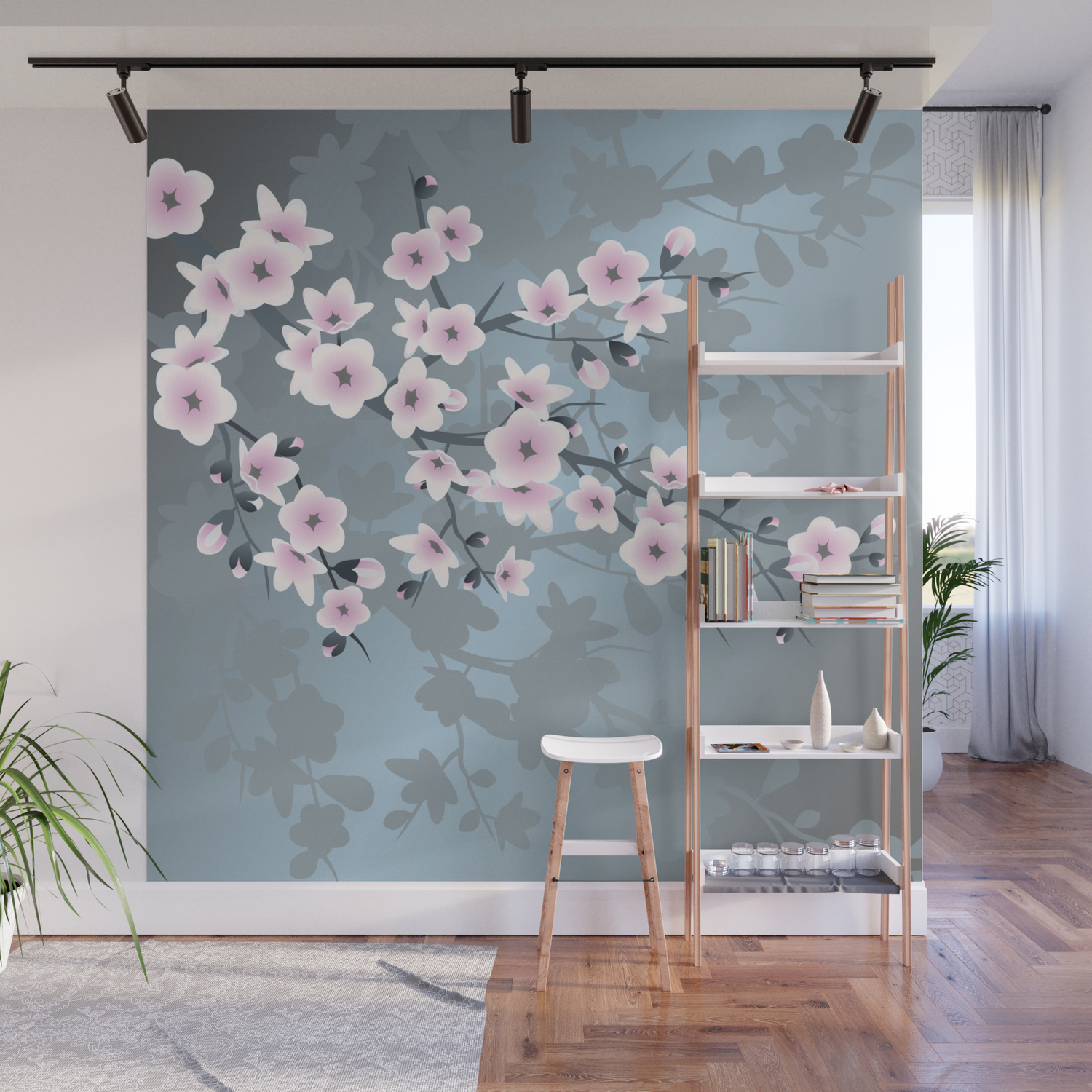 Dusky Pink Grayish Blue Cherry Blossom Wall Mural By Ninabaydur Society6 1,062 cherry blossom sticker products are offered for sale by suppliers on alibaba.com, of which packaging labels accounts for 1%. dusky pink grayish blue cherry blossom wall mural by ninabaydur