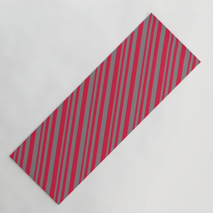 Crimson and Gray Colored Lined Pattern Yoga Mat