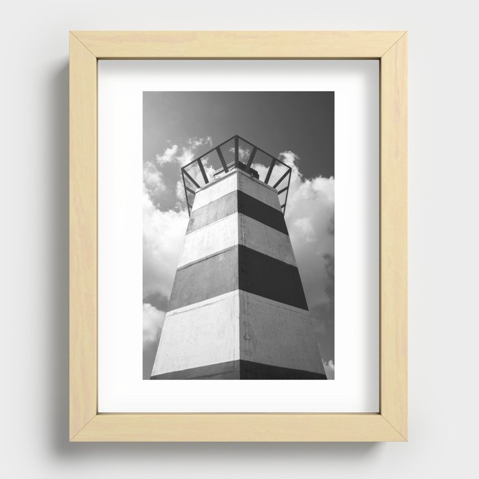 Dutch lighthouse black and white - beach and travel photography Recessed Framed Print