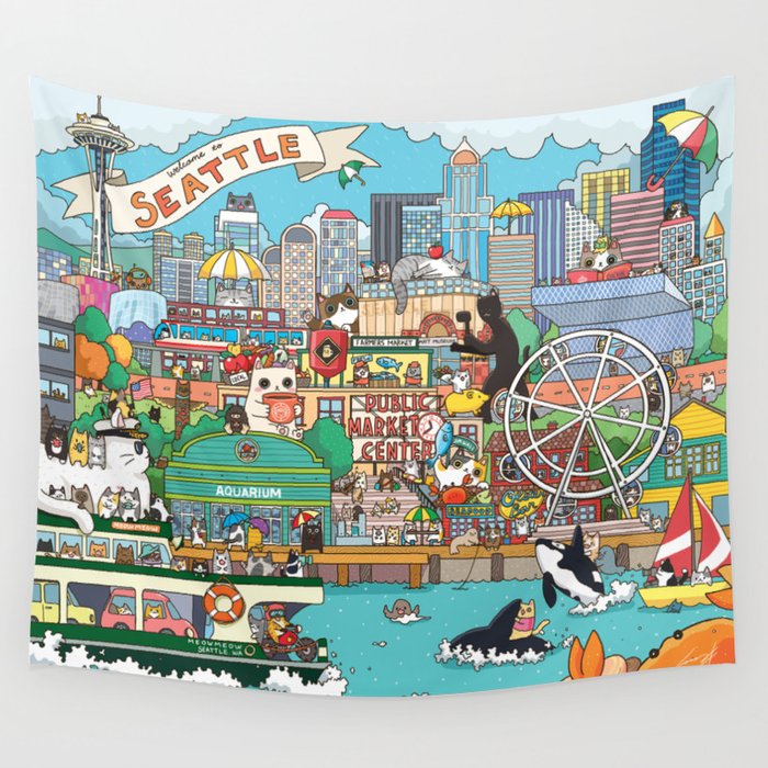 Seattle cats Wall Tapestry