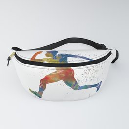 athlete runner in watercolor Fanny Pack