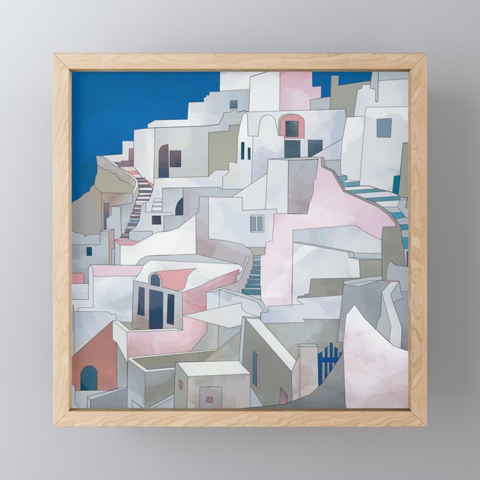 greece houses santorini Framed Mini Art Print