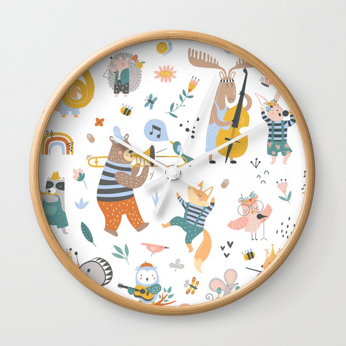 Colorful cartoon style musical Animals 2  Wall Clock
