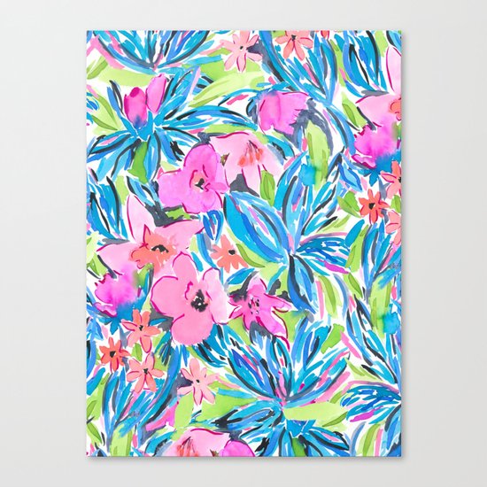 Flaunting Floral Aqua Canvas Print