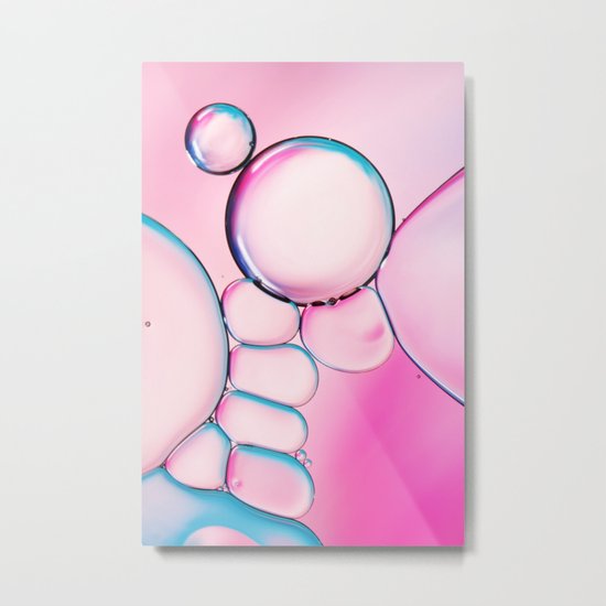 Pink & Cyan Oil Abstract Metal Print