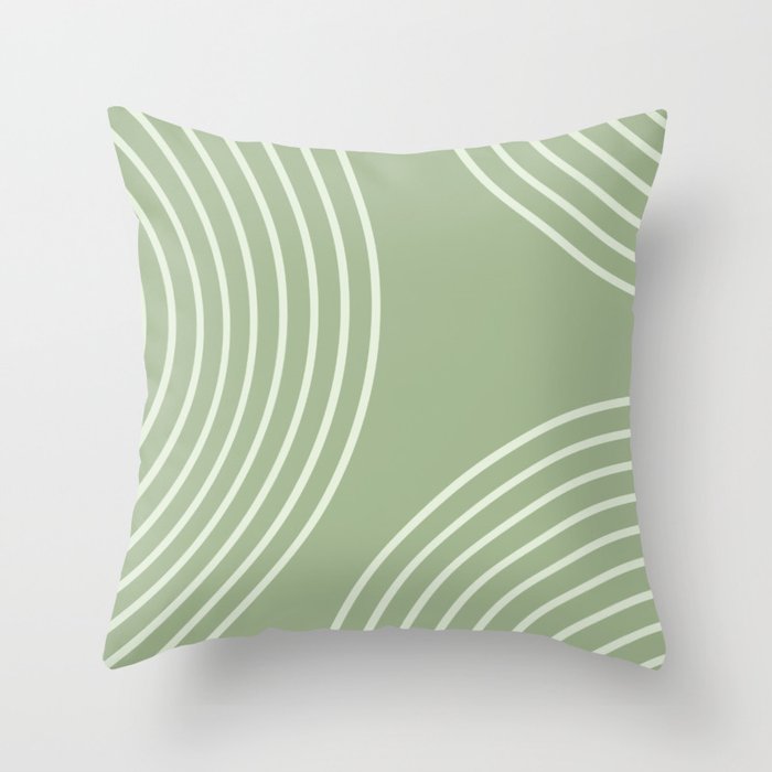 Monochromatic Sage Green Arches Design Throw Pillow