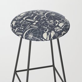 White Old-Fashioned 1920s Vintage Pattern on Dark Gray Bar Stool