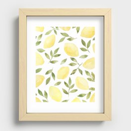Watercolor Lemons Pattern Recessed Framed Print