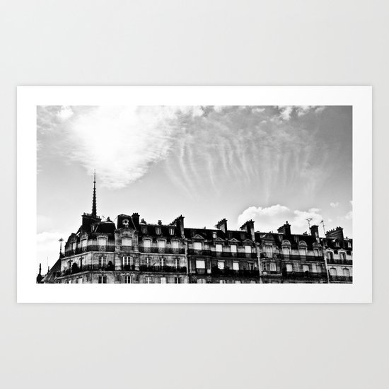 Cloudy in Paris. Art Print