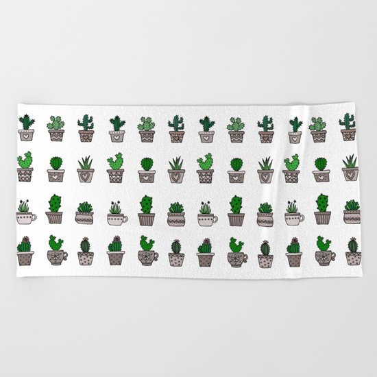 Cactus Pattern 2 Beach Towel